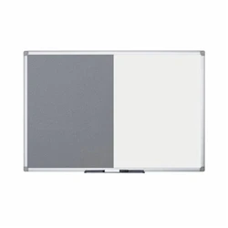 Image of Bi Office Combination Board Maya, Grey Felt/Melamine, Aluminium Frame, 120 x 90 cm