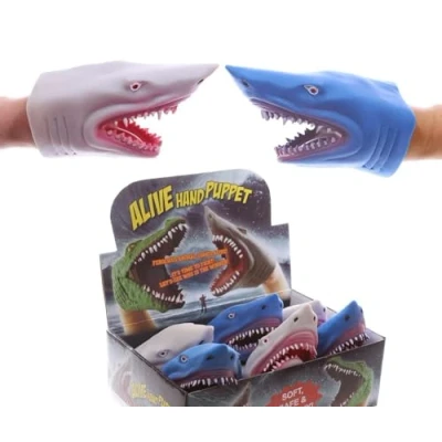 Image of Puckator Shark Head Hand Puppet Themed Finger Hands Toys For Boys And Girls Small White Monsters Imaginative Play