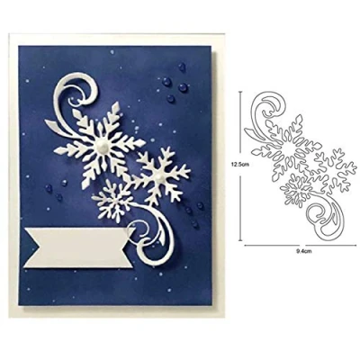 Image of Snowflake Metal Die Cuts,Merry Christmas Snow Flower Border Edge Cutting Dies Cut Stencils DIY Scrapbooking Album Decorative Embossing Paper for Card Making