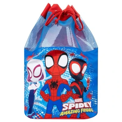 Image of Marvel Spidey And His Amazing Friends Boys Swimming Bag Spiderman Swim Drawstring Blue One Size