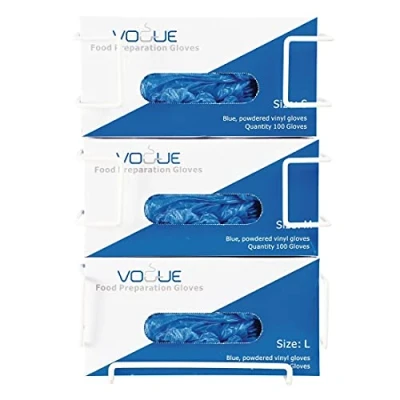 Image of Vogue Disposable Glove Dispenser, 3 tier, White, Size: 360 x 260 105mm, Wall Mounted Holder, Supplied with Fixings, Sterile Commercial &amp; Home Use, GC960
