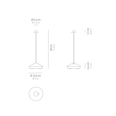 Image of Zafferano, Pina Pro Lamp, Rechargeable and Wireless Table Lamp with Touch Control, Suitable for Indoor Outdoor Use, Dimmer, 2700 K, Height 29 cm, Black