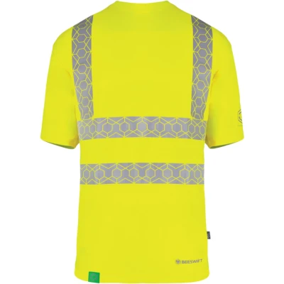 Image of Beeswift Envirowear Saturn Yellow Hi Vis T Shirt Unisex Reflective Sustainable Circular Process Safety PPE Workwear 4X Large