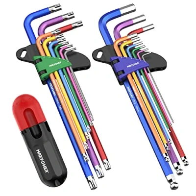 Image of MAXPOWER Hex Keys Set, Metric Ball End Allen Key Set &amp; Star Torx Wrench Hexagonal with Extra T Handle for Home Maintenance DIY, Pack of 2