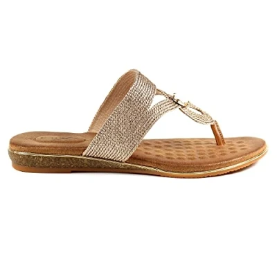 Image of Ladies Ezra Rose Gold Toe Post Sandal 4