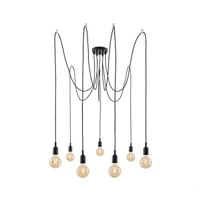 Image of Paulmann 50390 Ketil Neordic Pendant luminaire 7 lamp Sputnik max. 7x20 watts Black Ceiling Silicone, Metal E27