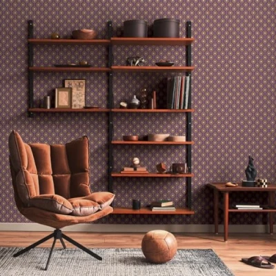 Image of A.S. Création Retro 70&#039;s Circles Wallpaper Purple/Orange/Beige/Black/White Chic 395372 8.50m x 0.53m Paste The Wall