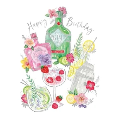 Image of Noel Tatt Female Birthday Card General for Women Gin Party with Embossed Foil Finish Eco Friendly and Recyclable