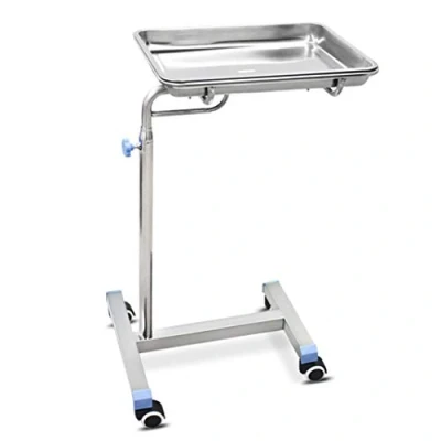 Image of Mobile Tray Stand Stainless Steel Trolley Adjustable Height Medical Doctor Salon Equipment 2 Style