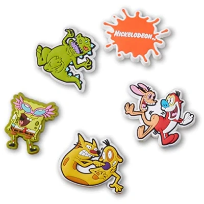 Image of Crocs Unisex&#039;s Nickelodeon Throwback 5 Pack Shoe Charms, One Size