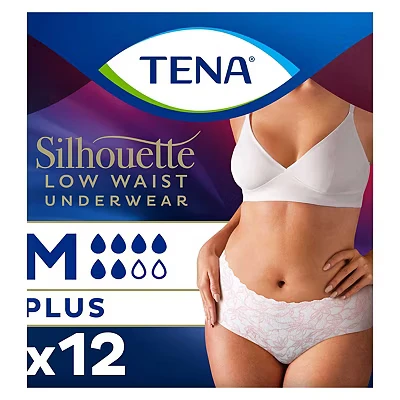 Image of TENA Silhouette Incontinence Pants Plus Medium Low Waist White 12s