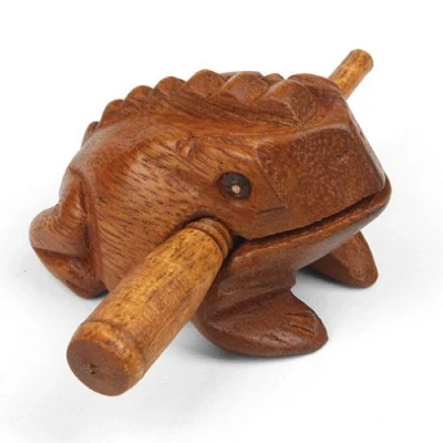 Image of Mini Wooden Croaking Frog Güiro Fair Trade Percussion Instrument Fun for all Ages.