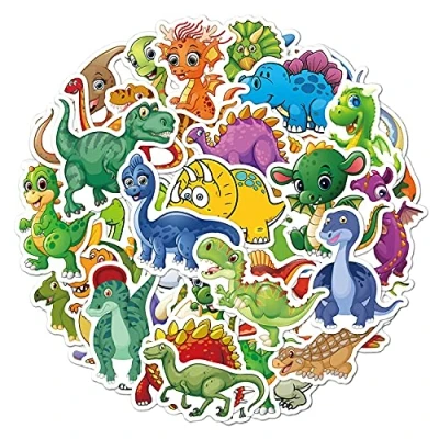 Image of Kaderas 50 Dinosaur Stickers for Kids Children, Cute Cartoon Laptop Car Scrapbook Phone Skateboard