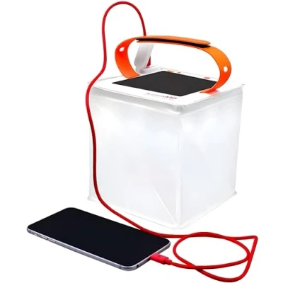 Image of LuminAID Titan 2 in 1 Solar Camping Lantern and Phone Charger Inflatable LED Lamp for Camping, Hiking Travel Emergency Light Power Outages, Hurricane, Survival Kits,Red