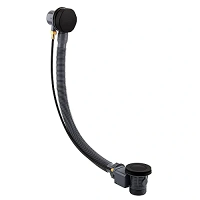 Image of ENKI, W54, Matt Black Bath Waste with Overflow and Pop Up