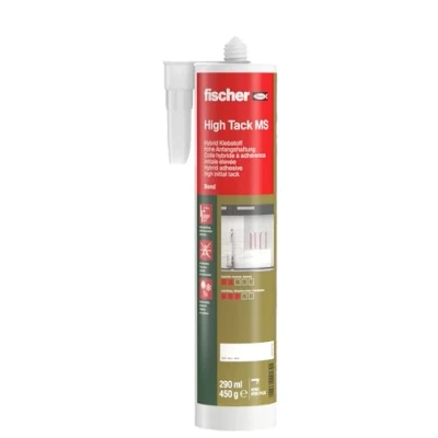 Image of fischer 541712 High Tack Hybrid Adhesive, 520KG Initial Grab, Indoor &amp; Outdoor, Weather UV Resistant, White, 290ml