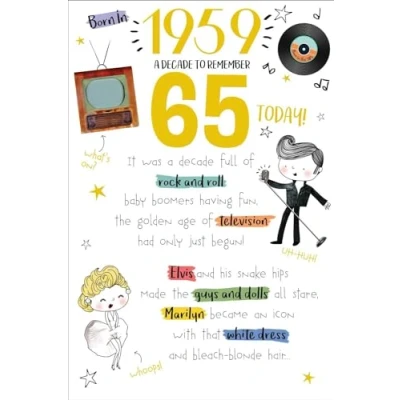 Image of 65 Today in 2024 Year You Were Born 1959 65th Milestone Birthday 2004 Greeting Card A Decade To Remember Blast From The Past (65th)