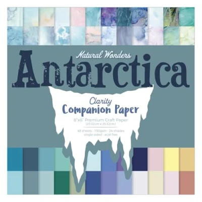 Image of Antarctica Clarity Companion Paper 8&quot; x 8&quot;: Decorative Craft Pad, Designer Speciality for Scrapbooking, Card Making, Printmaking, Stamping, 150 GSM