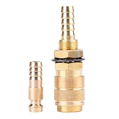 Image of Water Cooled &amp; Gas Adapter Quick Brass Hose Connector Fitting for MIG TIG Welder Torch (Brass)