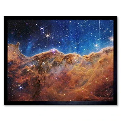 Image of NASA James Webb Space Telescope Cosmic Cliffs in the Carina Nebula NGC 3372 NIRCam Image Art Print Framed Poster Wall Decor 12x16 inch