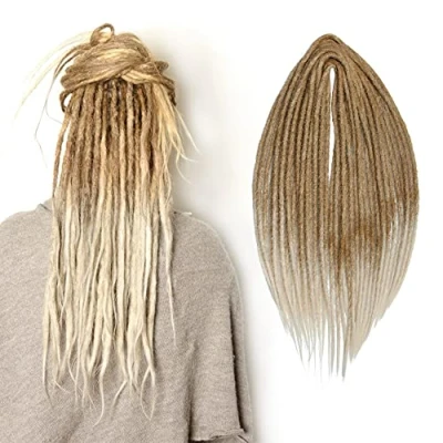 Image of 20 Inch Synthetic Dreadlocks Extensions Thin 0.6cm Crochet Braided Hair Soft Dreads Reggae Hip Hop Hippie Style (20INCH Double Ended, MT27 613#)