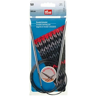 Image of Prym Circular Knitting Needle, Brass, Silver, 5 mm