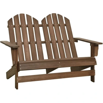 Image of vidaXL 2 Seater Garden Adirondack Chair Solid Fir Wood Brown