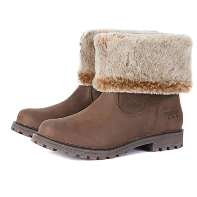 Image of Barbour Womens Hareshaw Leather Waterproof Winter Warm Faux Fur Snow Boots Brown 5