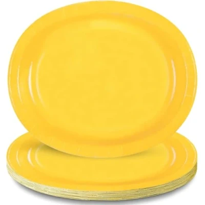 Image of Unique Party 31909 Solid Oval Plates Sunflower Yellow Color Theme 8ct, 8 Count (Pack of 1)