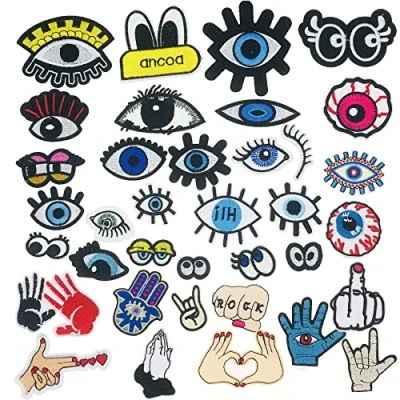 Image of Woohome Iron On Patches Hands Sew Embroidered Appliques Sticker for Jackets Hat Clothing Bags (Style 1)