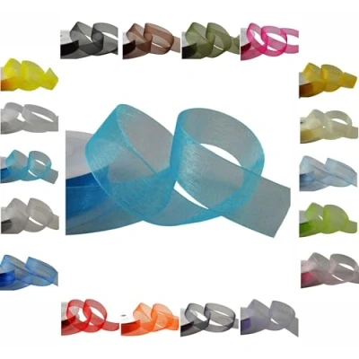 Image of 50m / 25m Roll Luxury Organza Woven Edge Ribbon Reel Rolls 3mm, 9mm, 15mm, 25mm, 40mm (Turquoise, 3mm 50 Metres)
