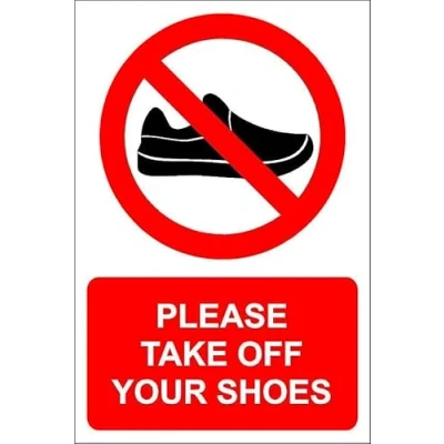 Image of Please take off your shoes 1mm flexible Plastic sign (200mm x 150mm)