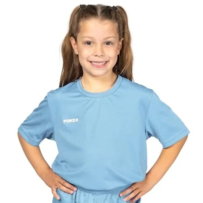 Image of FORZA Kids Football Shirt Unisex Short Sleeve Jersey [9 Colours] (UK, Age, 7 Years, 8 Regular, Sky Blue)