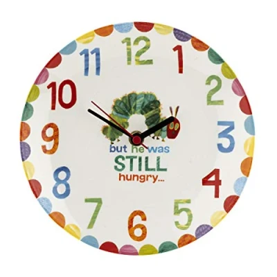 Image of Portmeirion VHC79180 XD The Very Hungry Caterpillar Clock, Yellow, Green and White, 20cm