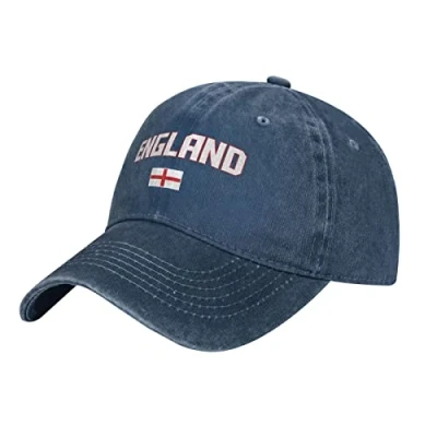 Image of BAAROO Navy Washed Denim Baseball Cap England Flag Cool Men Vintage Cotton Hat Unisex Trucker Patriotic Hats