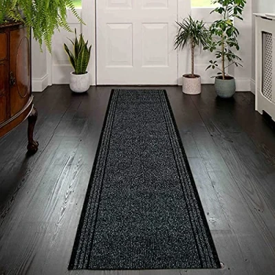 Image of eXtreme Carpet Runner for Hallways, Kitchen, and Living Room Lightweight, Washable, Non Slip Custom Length Narrow Rug PVC Rubber Backed 66cm Wide x 823cm Long Anthracite