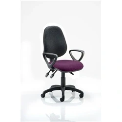 Image of Eclipse Plus III Lever Task Operator Chair Black Back Bespoke Seat with Loop Arms In Tansy Purple
