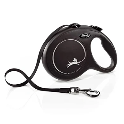 Image of Flexi New Classic Tape Black Large 8m Retractable Dog Leash/Lead for dogs up to 50kg/110lbs