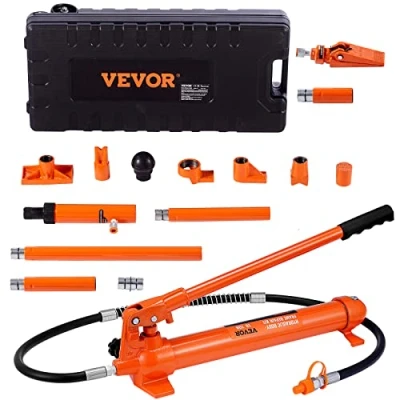Image of VEVOR 10 Ton Porta Power Kit, Hydraulic Ram with Pump, Car Jack 4.6 ft/1.4 m Oil Hose, Bent Frame Repair Tool Storage Case for Automotive, Garage, Heavy Equipment, Mechanic (22046 LBS)
