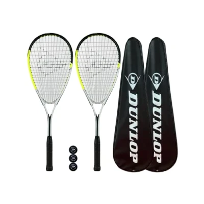 Image of Dunlop Hyper Lite Pro Squash Racket Twin Pack, inc Full Protective Covers &amp; 3 Balls