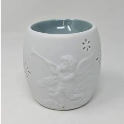 Image of Ceramic Cherub Oil Wax Burner Elegant and Decorative Aromatherapy Diffuser Ideal for Home Fragrance Relaxation (Sage)