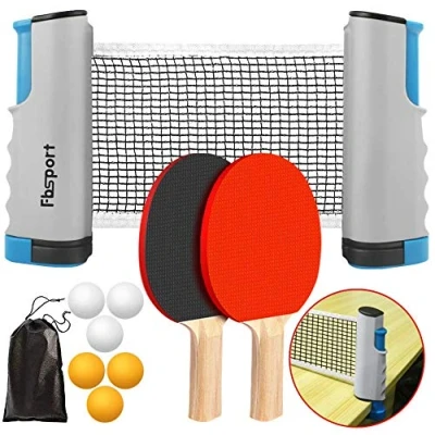 Image of FBSPORT Ping Pong set, Table Tennis Sets, 2 Bats, 6 Balls and extendable nets, Professional Racket Paddle Set with Carry Bag, for Indoor/Outdoor Games