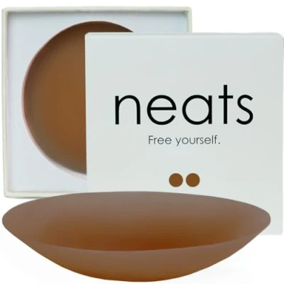 Image of NEATS Nipple Covers for Women, Reusable &amp; Hypoallergenic Silicone Pasties, Adhesive Breast Petals (Mocha, 10cm)