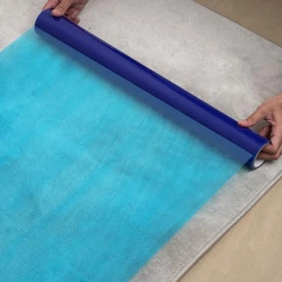 Image of Besto Carpet Protector Roll Self Adhesive Plastic Protection Film Waterproof Protects Against Dust, Dirt, Paint, Liquid Spills Stair 60 Micron (60cm X 25m)