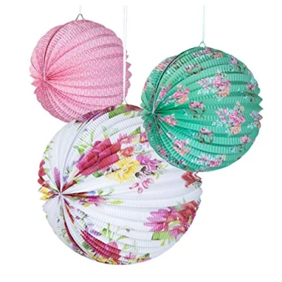 Image of Talking Tables Afternoon Tea Decorations Truly Scrumptious Floral Paper Lanterns for Birthday Party, Baby Shower, Wedding and Anniversary, 3 Sizes, Pack of 3, Pastel Colours