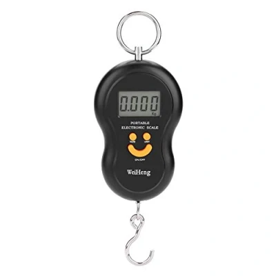 Image of Electric Digital Scale, Portable LCD Display Hanging Weighing Scale with Hook for Fishing Luggage (Black)