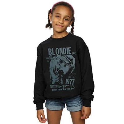 Image of Absolute Cult Blondie Girls Tour 1977 Chest Sweatshirt Black 12 13 Years