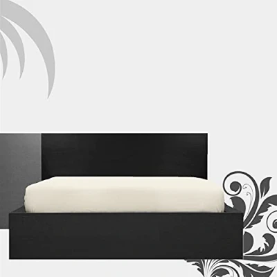 Image of GC GAVENO CAVAILIA 400 Thread Count Single Fitted Sheet, Luxury 100% Egyptian Cotton Bed Sheets, Plain Dyed Bedding, Cream