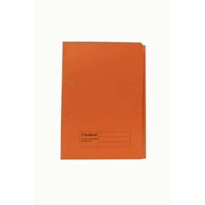 Image of Exacompta Ref 211/9063Z Guildhall Pocket Spiral File, 325 x 357mm, 315gsm Heavyweight Manilla, A4 &amp; Foolscap, Right Hand Pocket, Blue Angel Certified Orange, Pack of 25