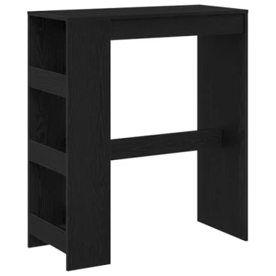 Image of vidaXL Bar Table with Racks Black Oak 90x40x103.5 cm Engineered Wood